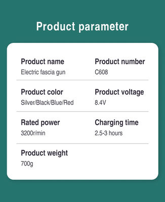 Bianco 1500mAh Pistola di Massaggio Fasciale Professionale Pistola di Massaggio Eco-Friendly e Massaggio da Acupressione