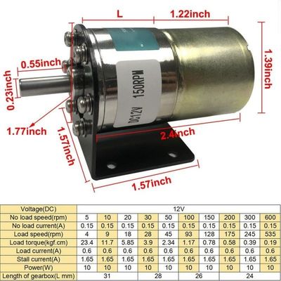 Motore di riduzione della coppia di 37 mm di diametro resistente a lungo 12V 150 giri al minuto
