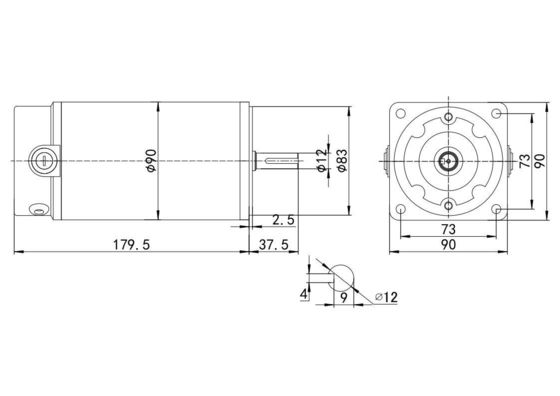 Motore a corrente continua a spazzola 12V 24V professionale 3000 giri al minuto 90mm 65dB per applicazioni ad alta velocità