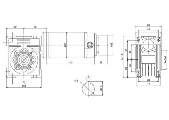 80mm 250W/300W Alta coppia Worm Gear Motore elettrico a corrente continua 12V 24V per la macchina ad angolo retto