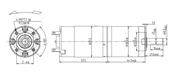 12V/24V 42mm 32W/40W Long Shaft Planetary Gear Motore elettrico DC