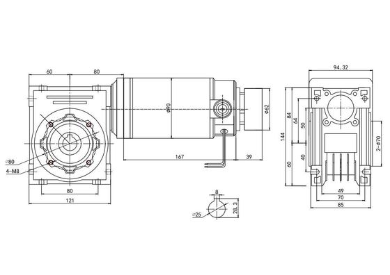 Motore a corrente continua da 90 mm 250W 12V 24V D Tipo di albero 50 giri al minuto YLP 80BL-154-3
