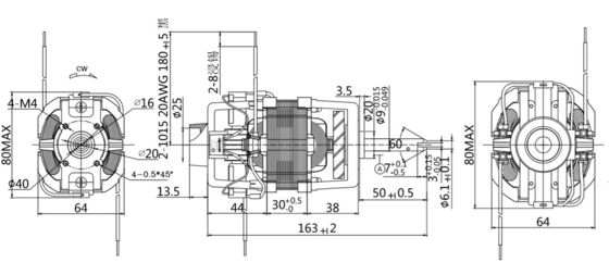 208-230 / 240 V Motore elettrico universale 76mm 100w Alta coppia 12000 giri al minuto