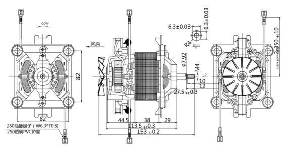 Motore asincrono 88mm 110w 110v 10000rpm Motore elettrico a sfera ad alta coppia