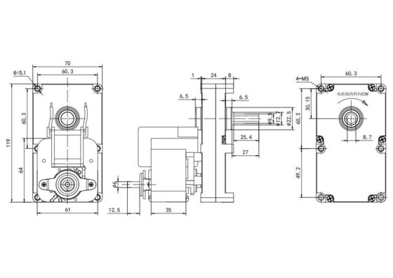 65dB Rumore 61mm 50w 100w 110v 220v 50Hz/60Hz AC Motore elettrico per macchina da tapis roulant