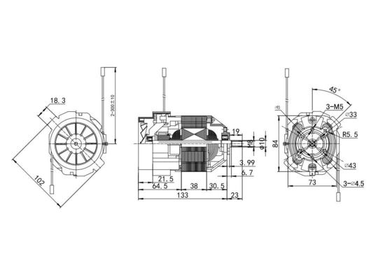 220w 230v AC Universal Motor 93mm Treadmill Motor con motore sincrono non induttivo