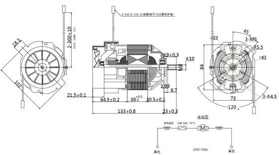 10000 giri al minuto 230V Motore per tapis roulant 93 mm completamente chiuso con direzione di rotazione CCW e CW